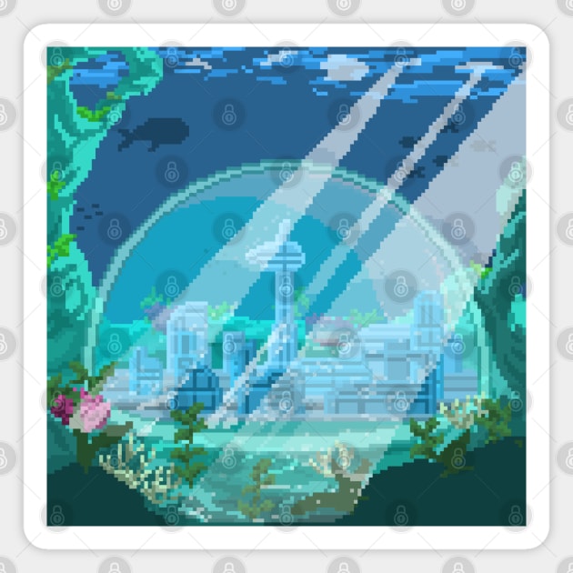 Pixel Art Underwater city Magnet by PixelCarvel